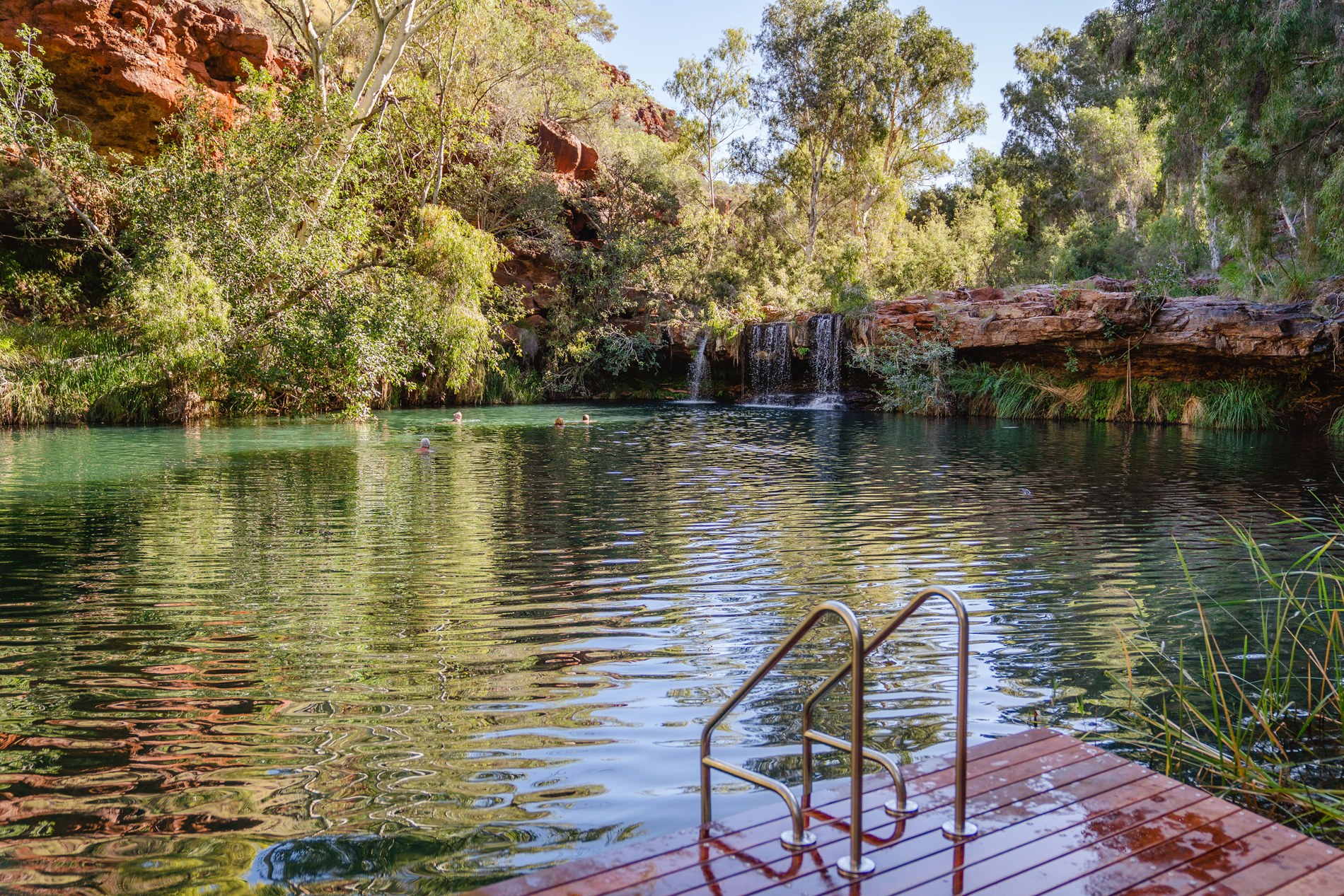 The clear, peaceful waters of Fern Pool surrounded by Karijini’s lush greenery
